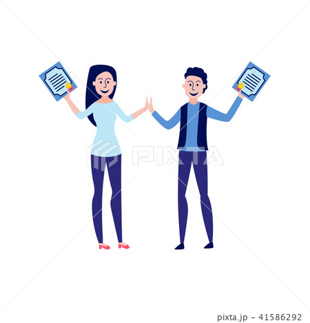 Vector student graduate woman man with diploma Vector student graduate woman man with diploma 41586292