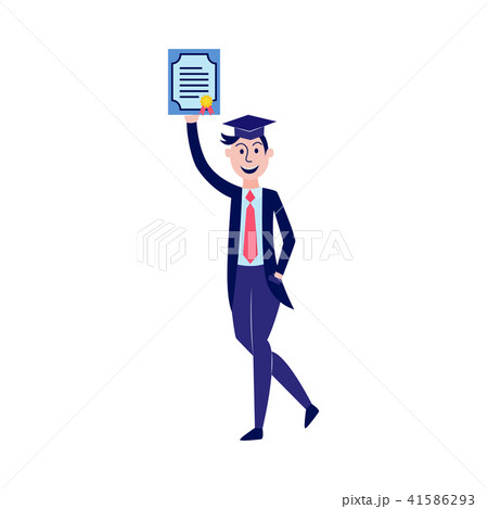 Vector flat student graduate man with diploma Vector flat student graduate man with diploma 41586293