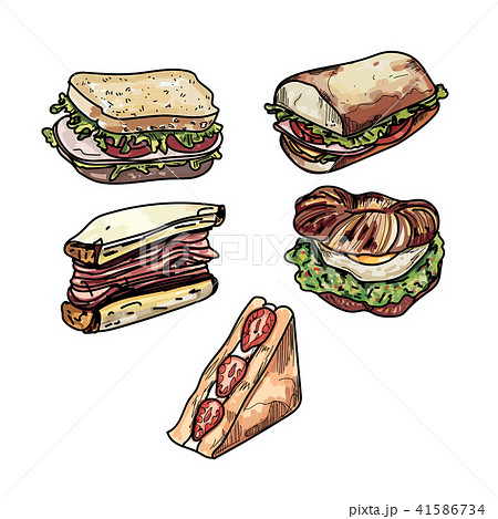 Set of delicious sandwich illustrations. 41586734