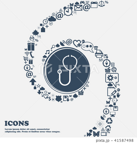 Stethoscope Icon in the center. Around the many be 41587498