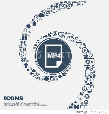 MP4 Icon in the center. Around the many beautiful MP4 Icon in the center. Around the many beautiful 41587535