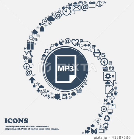mp3 icon in the center. Around the many beautiful mp3 icon in the center. Around the many beautiful 41587536