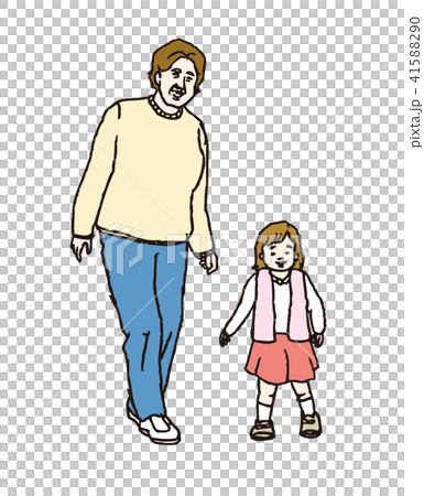 孫　祖母　遊ぶ　イラスト 41588290