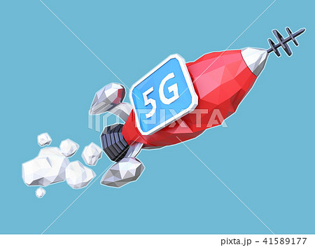 ローポリゴンのロケットに「5G」と表示しているモニターを搭載されている。5Gのコンセプト 41589177