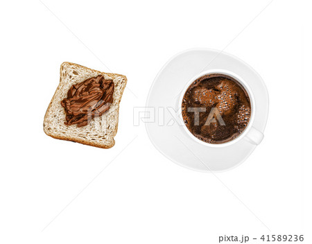 coffee, isolated,toast,peanut butter,jam,Breakfast 41589236