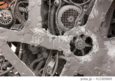 Close up view old electric motor elements. 41589860