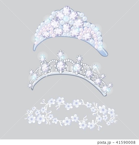 Set Of Crowns And Wreaths On The Brides Head のイラスト素材