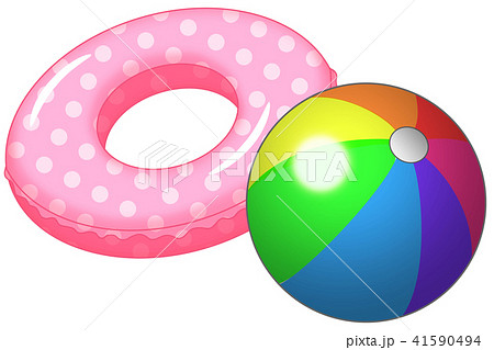 ビーチボールと浮き輪のイラスト素材 41590494 Pixta