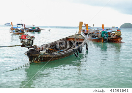 the beach and boat at the lipe island in the mo the beach and boat at the lipe island in the mo 41591641