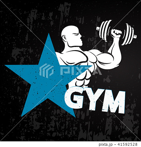 Gym athlete with dumbbells 41592528