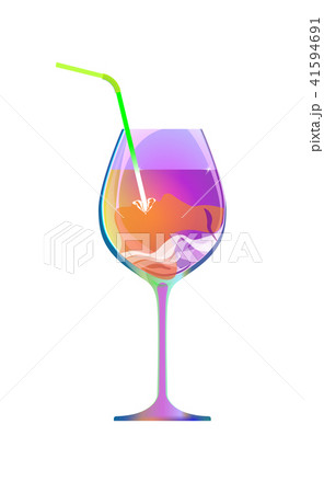 Girl drinks through a straw from a violet glass Girl drinks through a straw from a violet glass 41594691