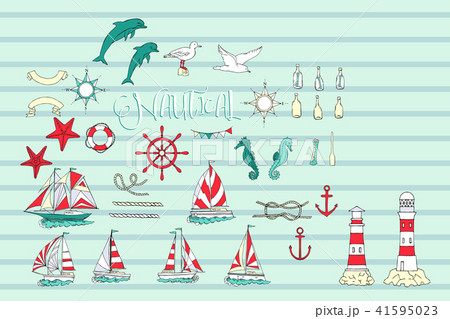 Nautical background with ships and wheel 41595023
