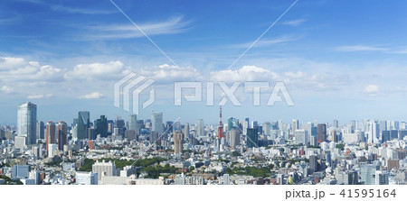 東京風景 パノラマ 夏空 入道雲 東京風景 パノラマ 夏空 入道雲 41595164