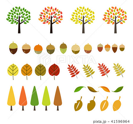 Autumn Tree / Autumn Leaves | Illustration Set - Stock Illustration  [41596964] - Pixta