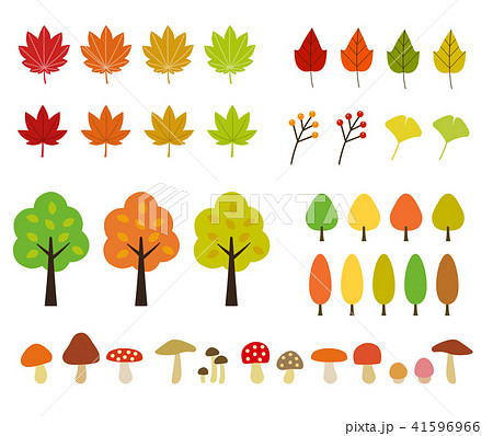 秋の植物 紅葉 イラストセットのイラスト素材