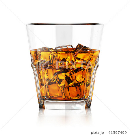 blended scotch whiskey served in a short glass with a large ice cube  isolated on a white background Stock Photo - Alamy