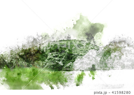 Mountain hill on watercolor painting background. 41598280