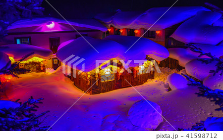Snow village at night in Harbin, China Snow village at night in Harbin, China 41598712