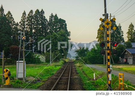 Rail track at countryside in Hokkaido, Japan 41598908