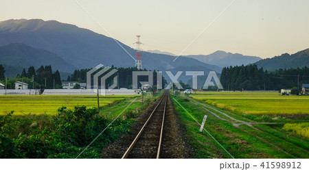 Rail track at countryside in Hokkaido, Japan 41598912