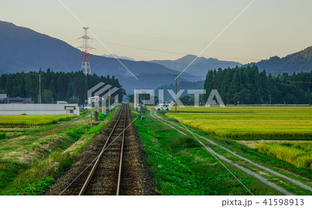 Rail track at countryside in Hokkaido, Japan 41598913