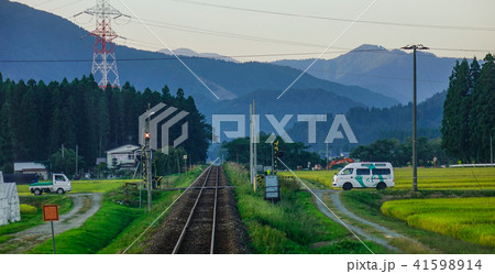 Rail track at countryside in Hokkaido, Japan 41598914