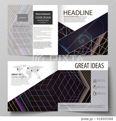 Business templates for square bi fold brochure, magazine, flyer. Leaflet cover, flat vector layout 41600388