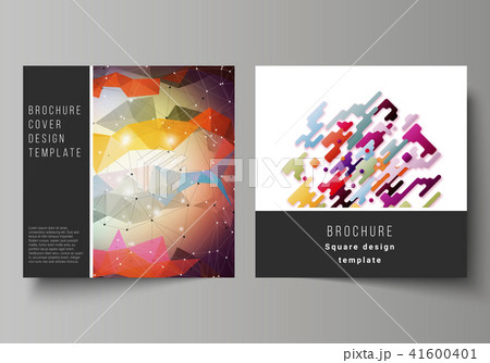 Minimal vector illustration of editable layout of two square format covers design templates for 41600401