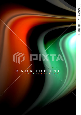 Fluid liquid colors design, colorful marble or plastic wavy texture background, glowing multicolored 41600911