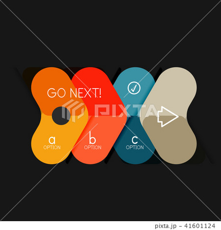 Flat design geometric infographics, arrow shape vector sticker or label, price tags, offer promotion 41601124