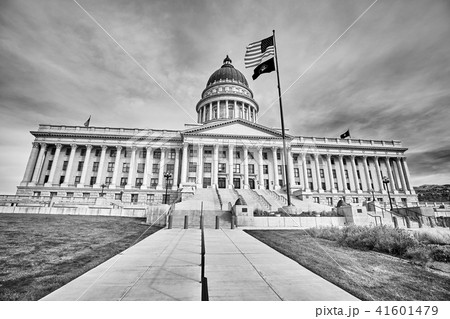 Black and white picture of Salt Lake City, USA. 41601479