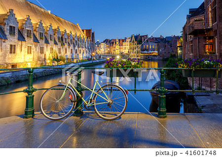 Gent. City embankment at sunset. 41601748