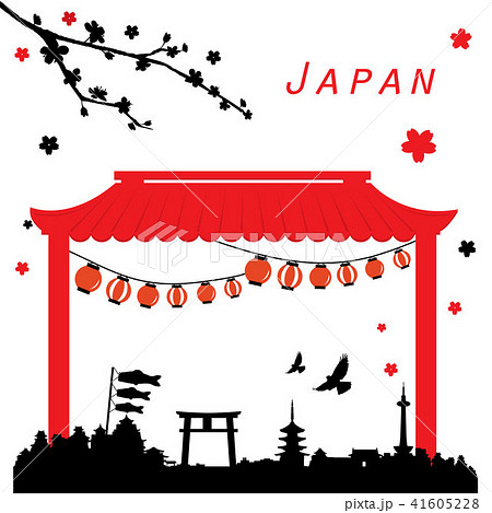 Japan View Travel Black and Red Vector Japan View Travel Black and Red Vector 41605228