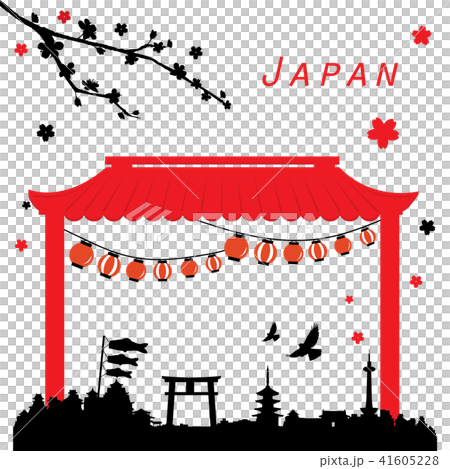 Japan View Travel Black and Red Vector Japan View Travel Black and Red Vector 41605228
