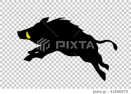亥年年賀素材 シルエット 駆けるイノシシ 亥年年賀素材 シルエット 駆けるイノシシ 41606879