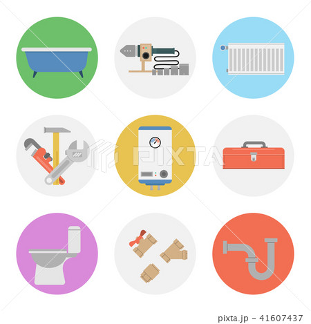 Nine color flat icon set - PLUMBING Nine color flat icon set - PLUMBING 41607437