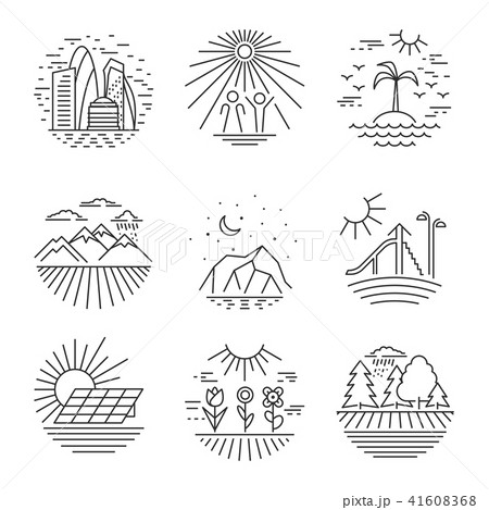 Urban and nature scenes icons 41608368