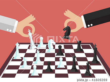 Two business people playing chess Two business people playing chess 41609269