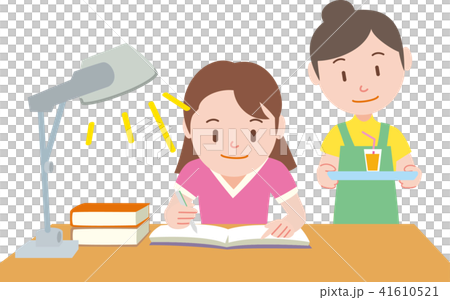 Girl studying for taking the exam until late in the summer Summer 41610521