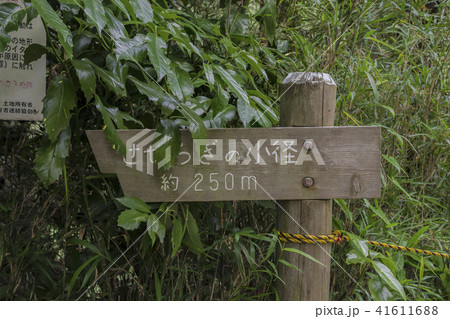 散在ケ池森林公園の道標 せせらぎの小径 鎌倉市今泉台 の写真素材