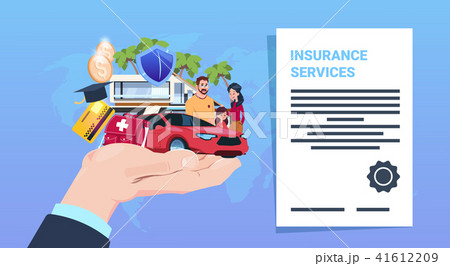 insurance service protection concept hand car life home medical financial policy contract cartoon on insurance service protection concept hand car life home medical financial policy contract cartoon on 41612209
