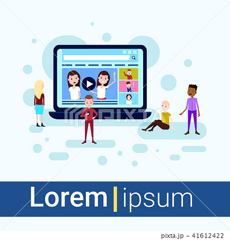 media load concept online video stream service player interface man woman watch mix race character media load concept online video stream service player interface man woman watch mix race character 41612422