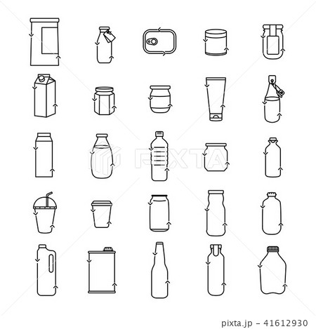 Recycle Flat Design Icon Set Reuse Eco Systemのイラスト素材