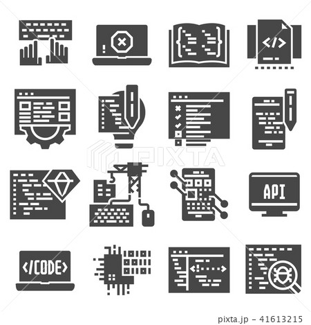Vector black Code, programming icon set 41613215