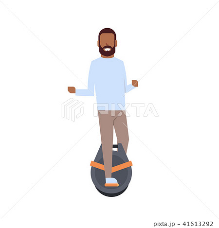 African Boy Riding Mono Wheel Over White のイラスト素材