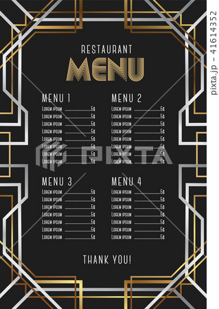 Luxury Vintage Artdeco Restaurant Menu Template 41614352