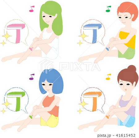 スネ毛をカミソリで剃る女性達 スネ毛をカミソリで剃る女性達 41615452