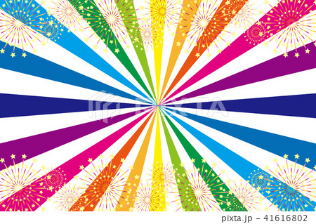和風背景素材壁紙 打ち上げ花火 スターマイン 夏祭り 花火大会 伝統行事 虹色 集中線 風物詩 夜景のイラスト素材