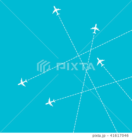 plane with dashed path lines. airplane flight route 41617046