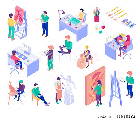 Creative Professions Isometric People Setのイラスト素材